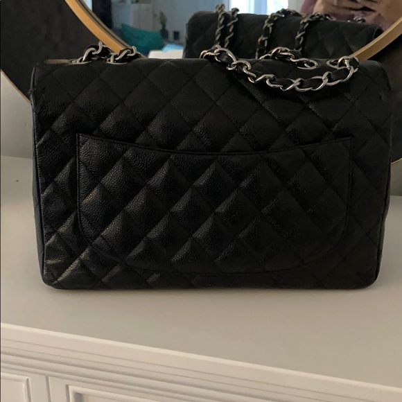 SOLD Chanel Single Flap Jumbo black caviar leather - Picture 5 of 16